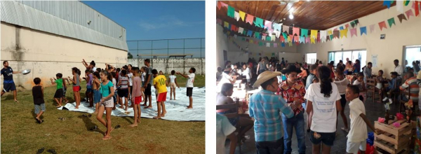 Foto1: O futebol de sabão fez crianças e adolescentes se divertirem / Foto2: Festa julina realizada pelo CRAS 