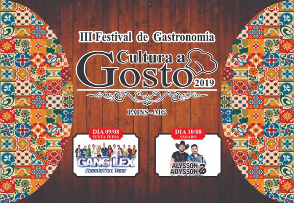 Prefeitura através da Secretaria de Cultura promove nos dias 9 e 10 de agosto o III Festival Gastronômico Cultura a Gosto