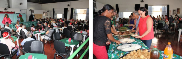 Foto1: Confraternização do Núcleo Vida Saudável  / Foto2: Almoço oferecido aos frequentadores 