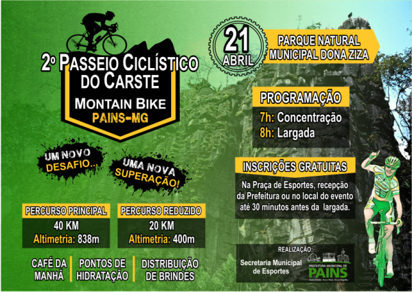Prefeitura Municipal, através da Secretaria de Esportes realiza 2º Passeio Ciclístico do Carste de Mountain Bike
